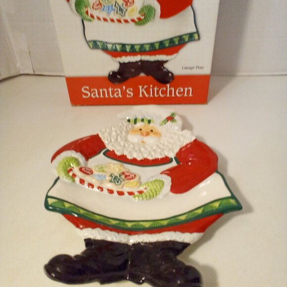 Fritz And Floyd Santa's Kitchen Canape Plate Christmas Cookies Holiday - Picture 2 of 13